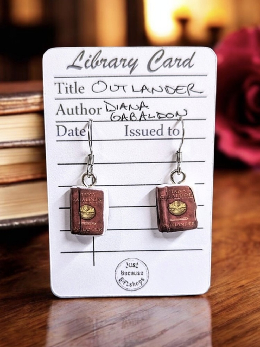 Outlander Mini Book Drop Earrings - Brown & Gold